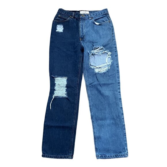 Jones Sport Womens Patchwork Distressed Denim Jeans size 8 - Picture 3 of 5